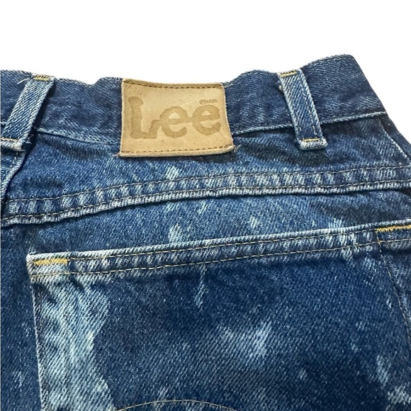 Thrashed Bleach 90s Vintage Lee Jeans 27” High Waisted Bootcut Dark Wash Denim - Picture 10 of 15